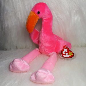 "Ty Beanie Baby" Pinky the flamingo 1995. Rare. NWT